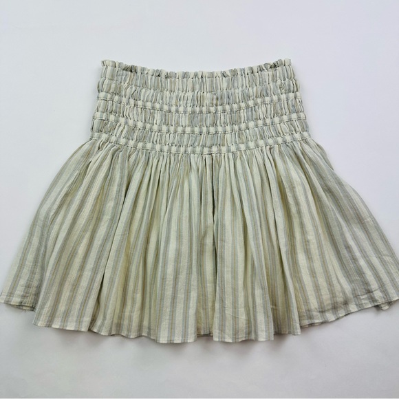 Madewell Neutral Striped Smocked Waist Pull On Mini Skirt Size XS - Picture 5 of 11
